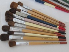 Artist Mixed Long Paint Brush LOT Robert Simmons Loew Cornell Reward Stangren