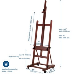 Viswin Extended Large H-Frame Easel For Painting Adjustable Beech Wood Artist