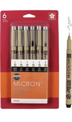 Pigma Micron Fineliner Pens Archival Black Ink Pens for Writing,drawing, 6 Pack