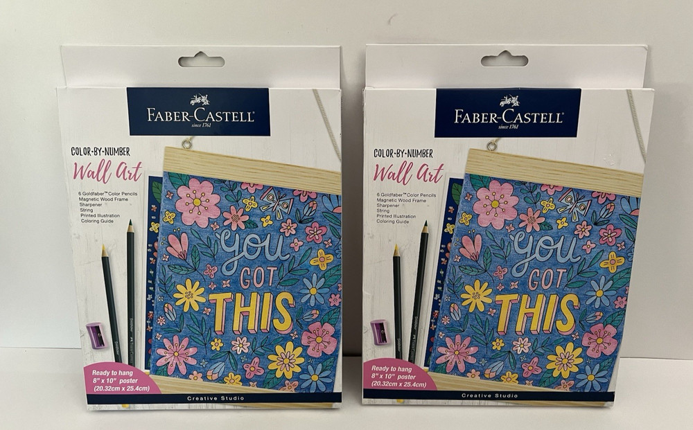 Faber-Castell Color by Number Wall Art You Got This Flowers Design Lot of 2 NIP