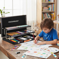 181-Piece Mixed Media Art Set in Wooden Case for Drawing Sketching Painting, Sof