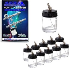 10-Pack 22cc Glass Bottles with 30° Adaptor for Airbrushes