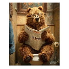 Bear Paint by Numbers Kit for Adults Beginners, Bathroom Paint by Numbers, Adult