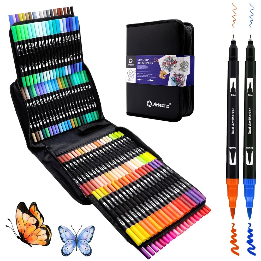 120 Colors Dual Tip Markers for Adults Coloring Books