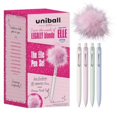 uniball The Elle Pen Set, Zento Gel Pens with Pink 4 Count (Pack of 1) Black