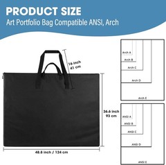 Light Weight Art Portfolio Bag, 36 X 48 Extra Large Art Portfolio Case Light Wei