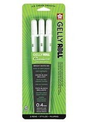 Sakura 37488 Gelly Roll Classic 08 (Medium Pt.) 3PK Pen Bright smooth White Ink