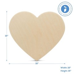Wood Heart Cutouts 18″ x 1/4″ Thick, Unfinished Crafts & Valentines| Woodpeckers