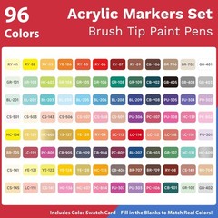 Acrylic Paint Markers 96 Color Brush Tip Multi Surface Hopesky H920096 Colors