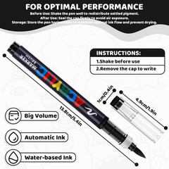 12 Pack Acrylic Paint Pens Set – Black Acrylic Paint Markers, White Acrylic Pain