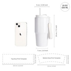 Pack Sublimation Tumblers White Blanks with Lid and Plastic Straw 20 OZ 6