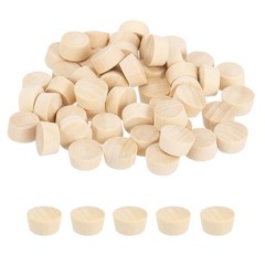 50 Pcs Wood Plugs, 5/8″ Flat Head Screw Hole Plugs Wooden Caps, Wood Color