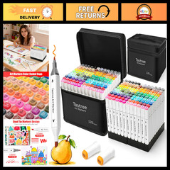 120-Color Alcohol Marker Set with Case & Holders – Dual Tip Art Pens for Drawing