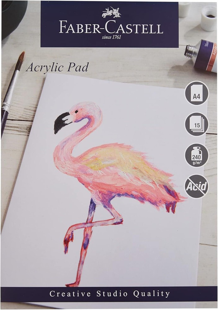 Faber Castell Creative Studio Acrylic Pad A3 Gummed 240GSM 15 Sheets WD862515