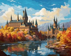 Paint by Numbers Kit for Adults Beginner, Castle Lake View Landscape Painting…