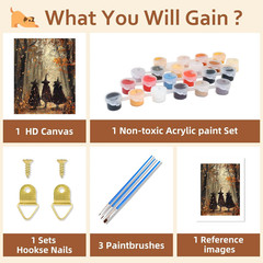 Fall Paint by Numbers Kit for Adults, Witch Paint by Numbers, Adult Paint by Num