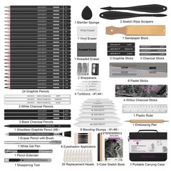 100 PCS Drawing Set Sketching Kit,Sketch Pencils Art Supplies with Graphite,C…