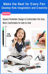 Dual Tip Markers for Kids, Washable Markers Set, Art Marker with Stand Portable