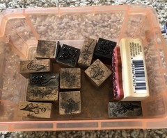 Art Supply Lot- Oil Pastels, Stamps, Felt Pad, Paints, Ink Pads, Case & More