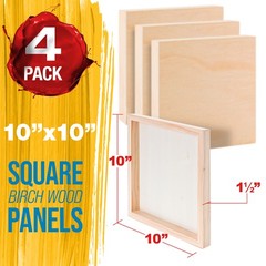 8″ x 8″ Gallery 1-1/2″ Profile Depth Artist Wood Pouring Panel Boards Pack of 4
