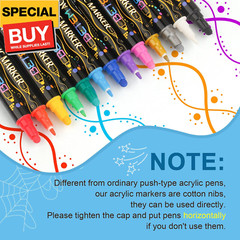 24 Colors Dual Tip Acrylic Paint Pens Markers, Premium Acrylic Paint Pens for Wo