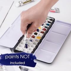 Empty Watercolor Paint PaletteMetal Box Mixing Palette 37 Half Pans Black