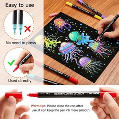 Acrylic Paint Markers 25 Colors Dual Tip, Brush Tip and Fine Tip Acrylic Paint