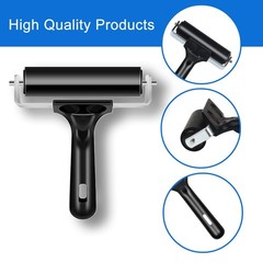 2 Pack Brayer Rollers, Professional Rubber Art Rollers with Comfortable BLACK