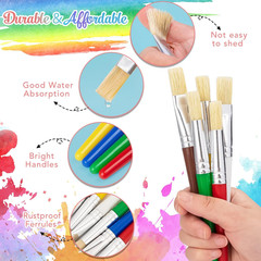 Paint Brushes for Kids, 10 Pcs Big Washable Chubby Toddler Paint Brushes, Easy t