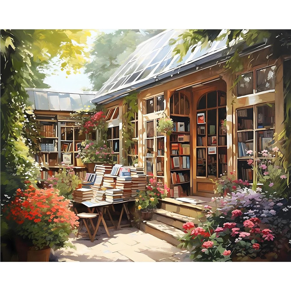 Paint by Numbers Kit for Adults, Book Store Adult Paint by Number Kits on Canvas