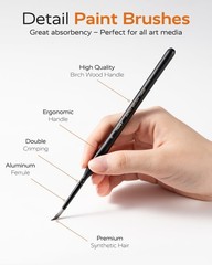 JUSART Detail Paint Brushes Set, 12 PCS Fine Tip to Medium, Black Gold