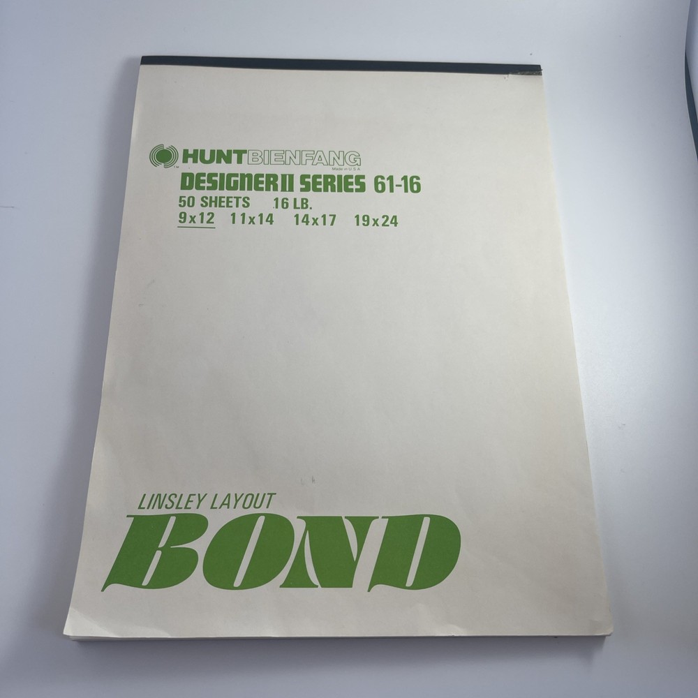 Paper Hunt Bienfang Designer II Series 61-16 Linsley Layout Bond 9×12 ~50 sheets