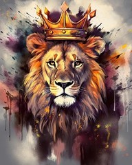 Lion Paint by Numbers, Crown and Lion Paint by Number for Adults, Paint by Numbe