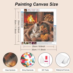 FHBUBPUP Dog and Cat Diamond Art Kits for Adults, 5D 12×12 inches, A076