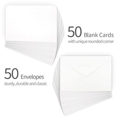 Funto Blank Watercolor Cards and Envelopes, 50 Cards, 5×7, 140lb/300gsm, Whit…