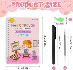 4 Pc Magic Grooved Practice Copybook,Reusable Writing Books for Kids Ages 3-8