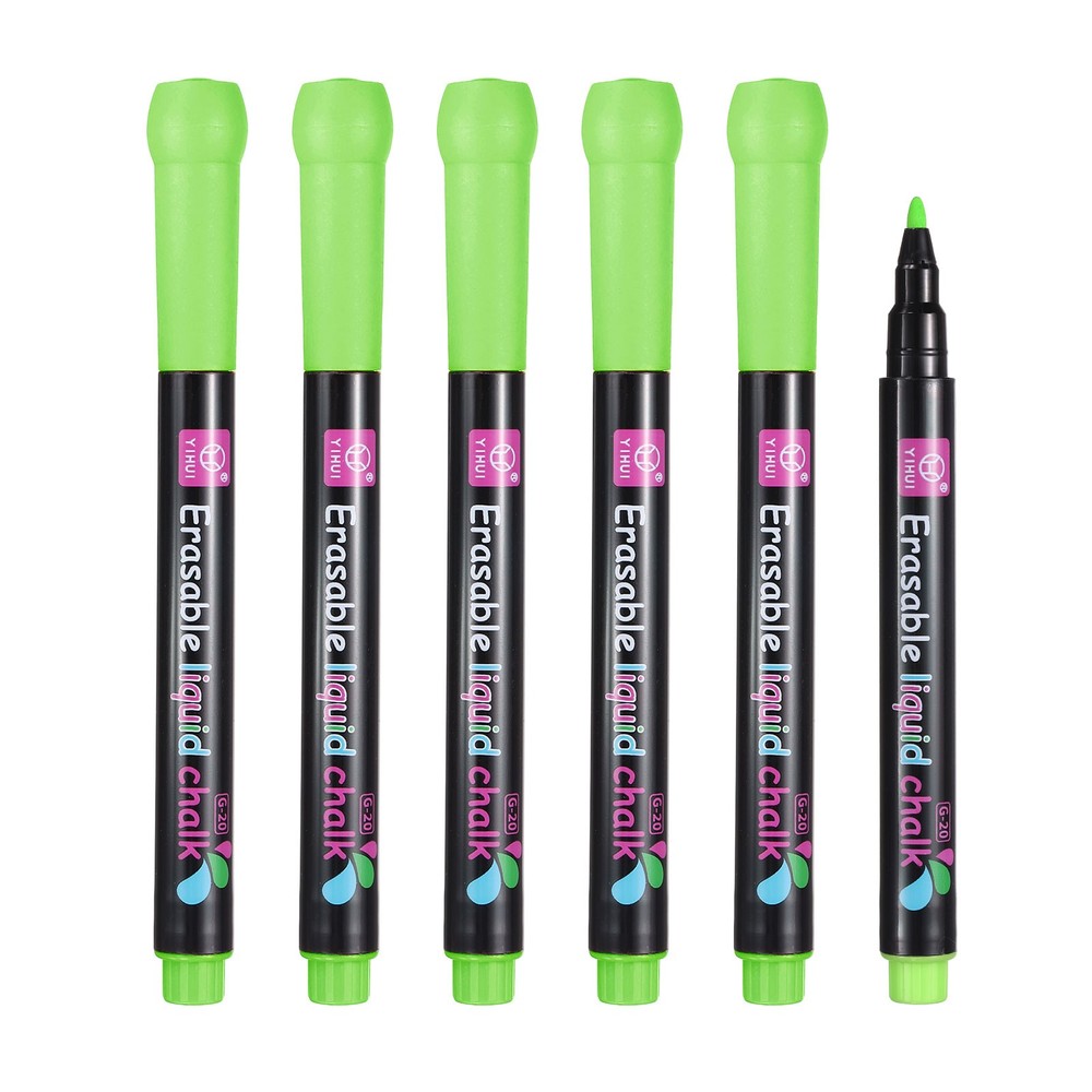 Liquid Chalk Markers, 6Pcs Whiteboard Markers Erasable Fine Tip Pens, Green