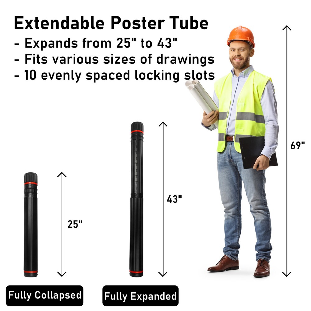 Waterproof Telescoping Poster Tube Extendable Storage Tube For Artwork Document
