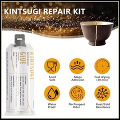 Kintsugi Repair Kit – 4 Colors, Food Safe Gold Glue for Ceramics, Glass & Potter