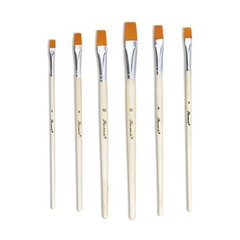 6 Pcs Nylon Paint Brushes Wood Handle Brushes Aluminum Watercolor (Flat Peak)