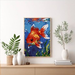 Framed Paint by Numbers Kit for Adults Beginner & Kids Ages 812, Goldfish Adu…