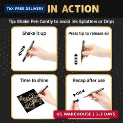 3Pcs Chrome Paint Markers, Gold Color Permanent Mirror Liquid Chrome Pens