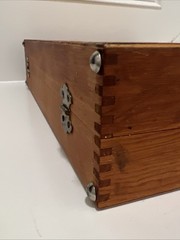 VTG Wooden Hinged Artist Painters Box with Dovetail Design Wood Briefcase Travel