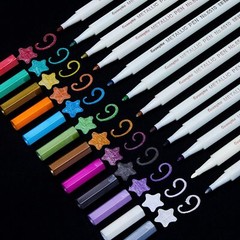 Metallic Marker Pens Set Of 12 Colors Fine Point Metallic Marker Pens For Black