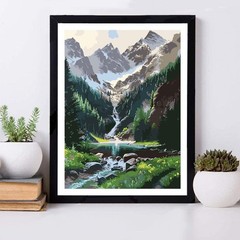 Paint by Number Mountains waterfall DIY Painting On Canvas, Paintwork with Paint