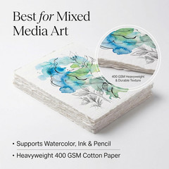 400 GSM / 25 Sheets Rough Textured Watercolor Paper for Painting, Drawing & Sket