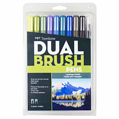 Tombow Dual Brush Marker Pens Landscape/Watercolor Palette 10-Pack 56169