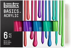 BASICS Acrylic Paint Set, 6 X 118Ml (4-Oz) Tube, Metallic Color Paint Set