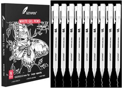 GETHPEN White Gel Pens,0.6mm 08mm 1.0mm Fine Point 0.6/0.8/1.0mm,
