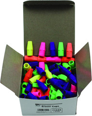 Pencil Eraser Caps, Latex Free, Assorted Colors, 144/Box (71544)